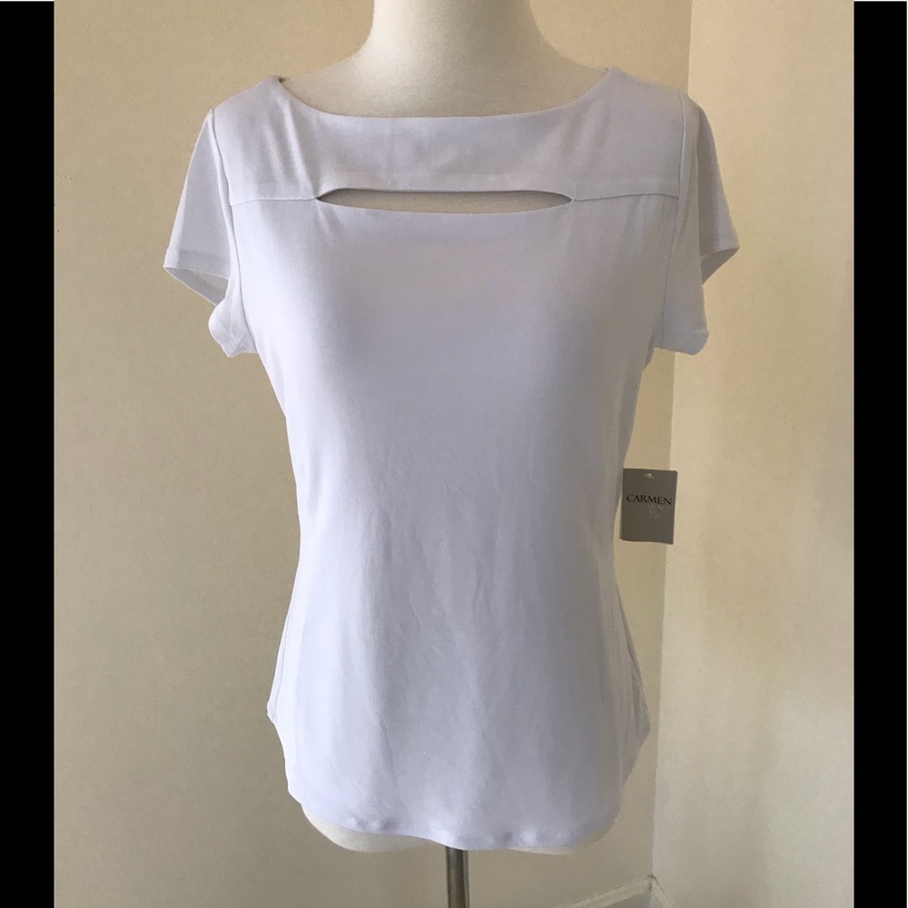 NWT! Carmen Marc Valvo large white S/S top